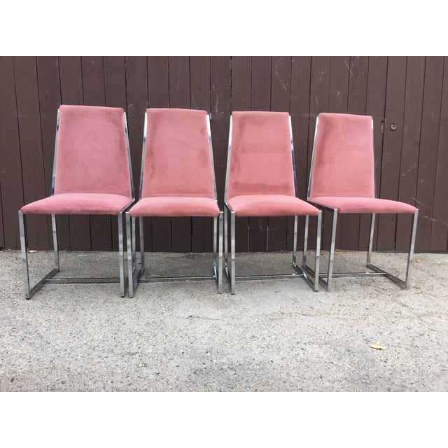 Pink Velvet Chrome Framed Dining Chairs - Set of 4 | Chairish (640 x 640 Pixel)
