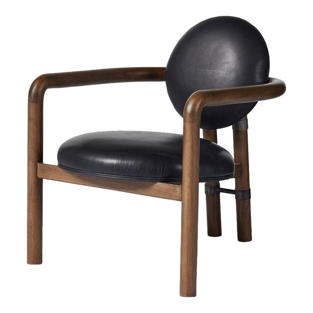 Four Hands Bria Chair, Heirloom Black Leather For Sale