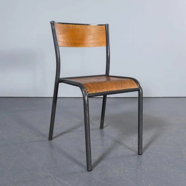 French Graphite Grey Stacking Dining Chair from Mullca, 1960s For Sale - Image 11 of 13