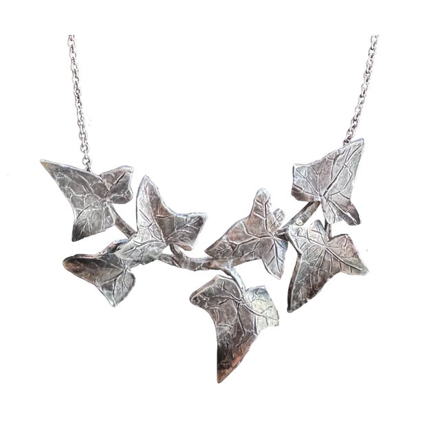 Metal Vintage Ivy Necklace in Silvered Bronze by Colette Marchal Simon, 1990s For Sale - Image 7 of 7