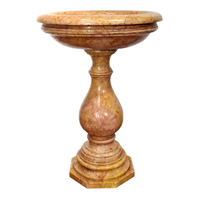 Early 20th Century Italian Carved Marble Pedestal Stand With Swivel Bowl For Sale