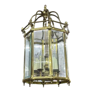 Large 1960s Italian Brass and Glass Lantern