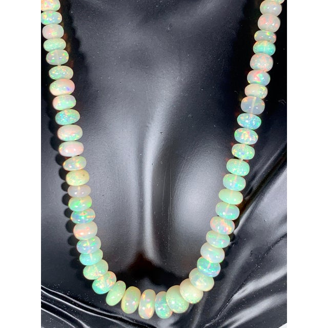 Metal Natural 110 Ct Ethiopian Opal Bead Single Strand Necklace 14 Karat Yellow Gold For Sale - Image 7 of 18