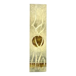 Extra Long Mid Century Modern Seaside Painting of Cranes For Sale