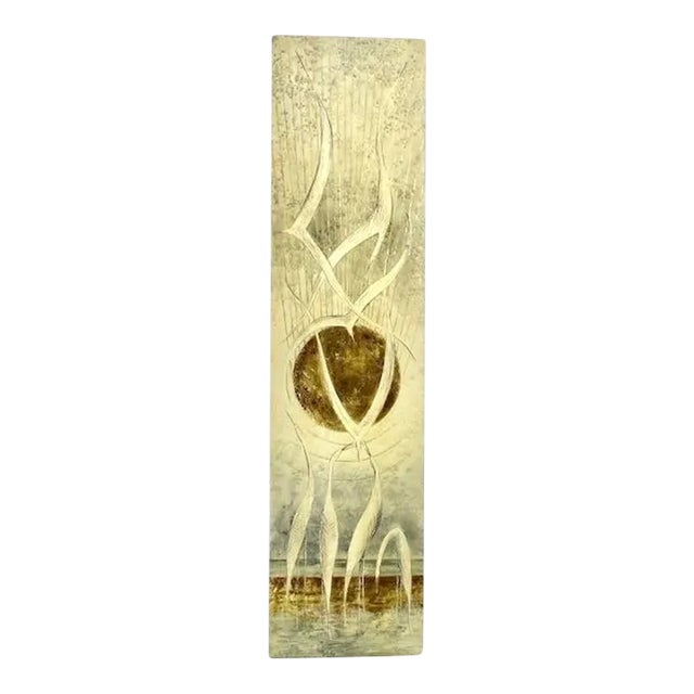 Extra Long Vintage Seaside Painting of Cranes For Sale