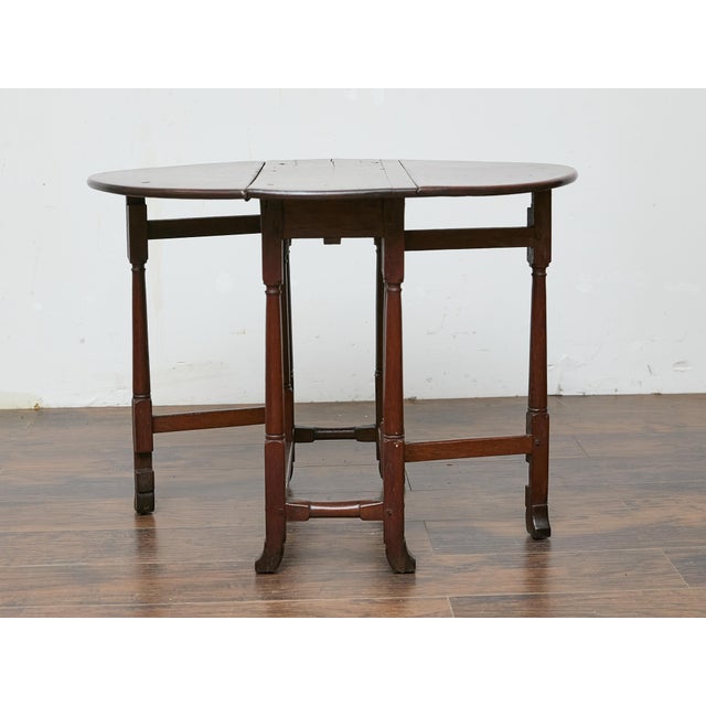 19th Century English Oak Drop-Leaf Table with Gatelegs and Single Drawer For Sale - Image 12 of 12