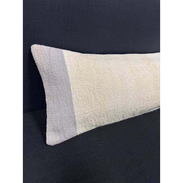 Turkish Hemp Pillow Cushion Natural Beige Sky Blue Cushion Cover 14x45 #18033 Enhance your home decor with our Kilim...