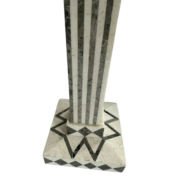 1990s Vintage Tavola Grey & White Marble Candlesticks- a Pair For Sale - Image 10 of 11