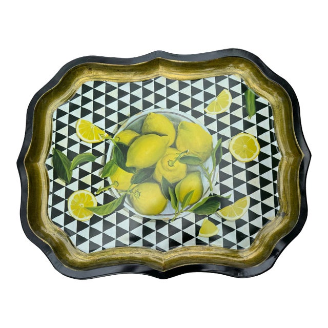 Hand Painted Lemon Tray For Sale