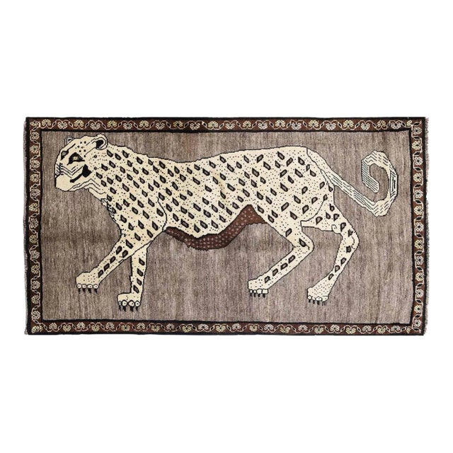 Fine Hand Knotted Shiraz Cheetah Rug For Sale