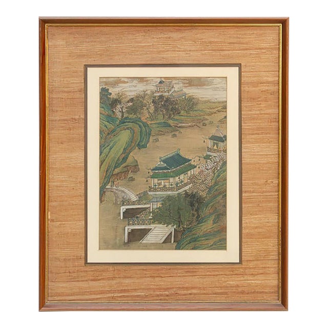 Framed Antique Traditional, Architectural Painting For Sale