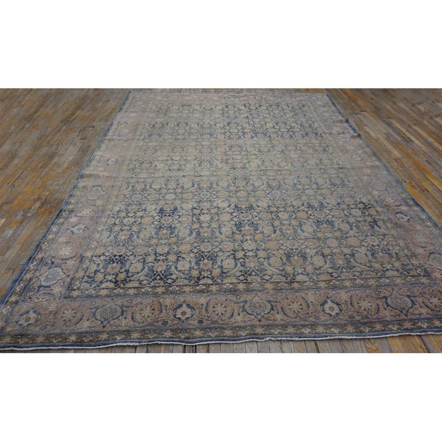 1920s Blue Room Size Herati Pattern Antique Moud Khorasan Knotted Wool Area Rug For Sale In New York - Image 6 of 9