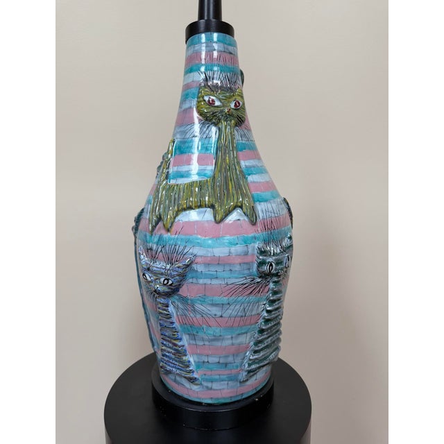 1960s Italian Large Ceramic Cat Lamp Attributed to San Polo Venice For Sale - Image 16 of 18