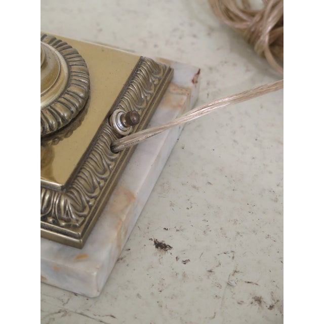 1970s 1970s Vintage Victorian Style Marble & Brass Table Lamp For Sale - Image 5 of 7