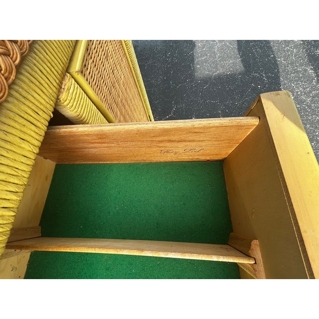 Vintage Henry Link Wicker Buffet Cabinet, Sideboard Credenza 3 Drawers Original For Sale In Naples, FL - Image 6 of 9