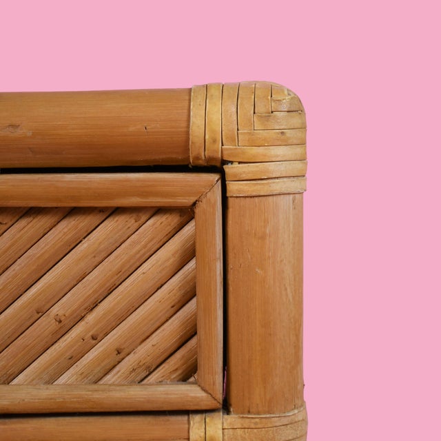 Late 20th Century Pair of Split Rattan Nightstands With Drawer For Sale - Image 5 of 5