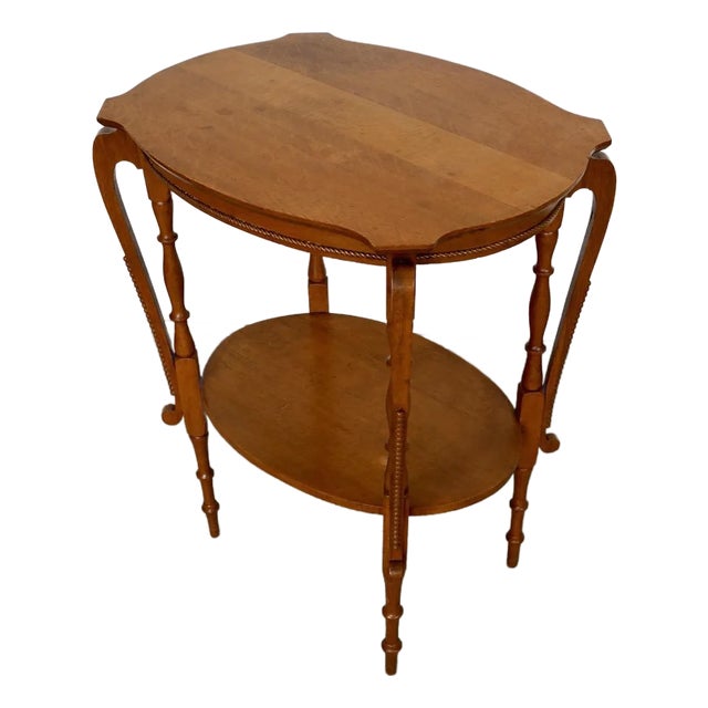 Late 1800’s Victorian Solid Oak Accent Side Table For Sale