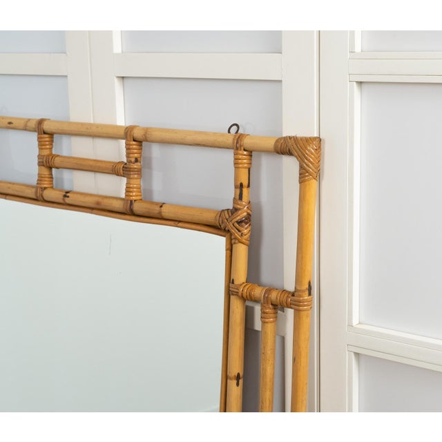 Mid-Century Rectangular Rattan and Bamboo Mirror in the style of Vivai Del Sud, Italy, 1970s For Sale - Image 13 of 14