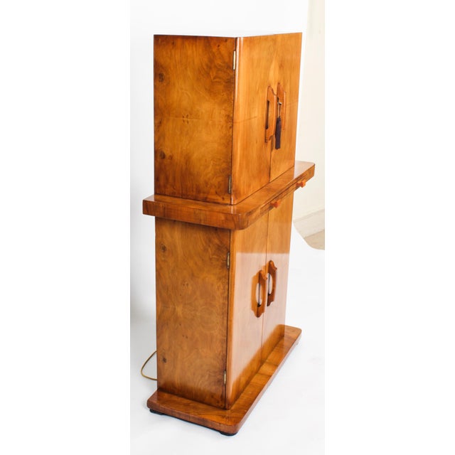 Antique Art Deco Burr Walnut Cocktail Cabinet Dry Bar from Epstein Manner, 1920s For Sale - Image 18 of 18