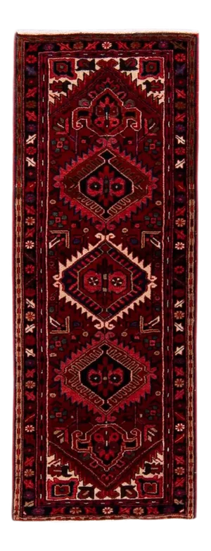 Antique Red Heriz Handmade Medallion Wool Runner