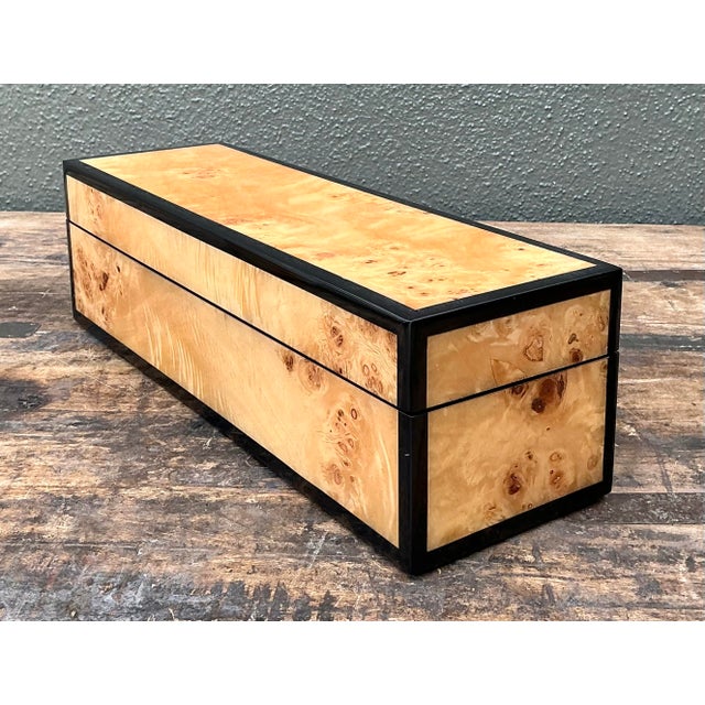 Contemporary Vintage Lacquered Burl Wood Box For Sale - Image 3 of 12