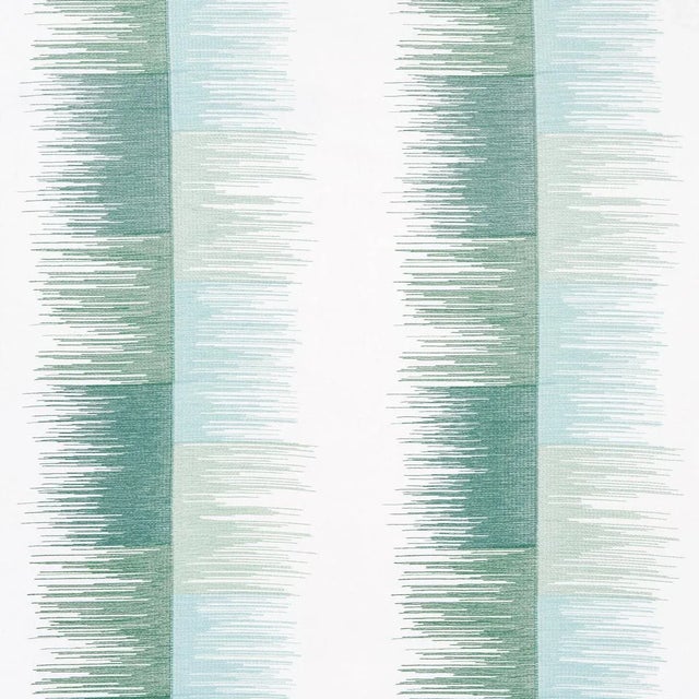 Sample - Schumacher Sunburst Stripe Embroidery Fabric, Mineral For Sale