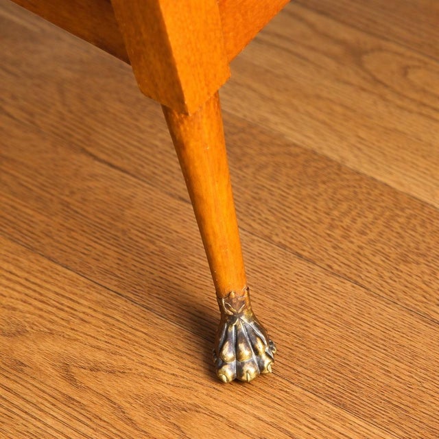 Regency Style Cane Bergère Armchair With Brass Lion Paw Feet, C. 1930s For Sale - Image 4 of 5