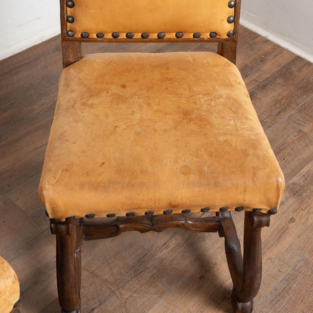 Wood 19th Century Set of Six Swedish Vintage Leather Dining Chairs For Sale - Image 7 of 18