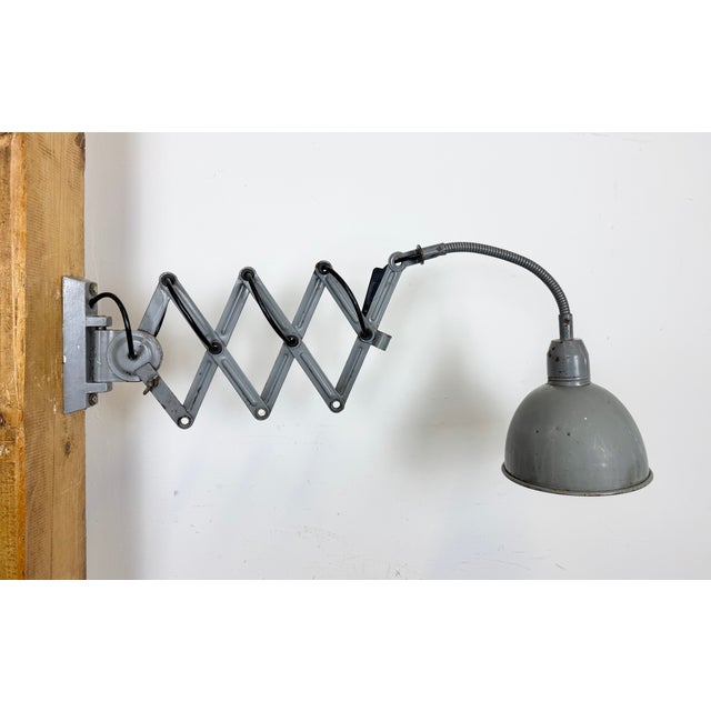 Grey Industrial Scissor Wall Lamp from Elektroinstala, 1960s For Sale - Image 12 of 18
