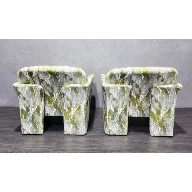 Green Mid 20th Century Vladimir Kagan Style Lounge Chairs in French Upholstery - Set of 2 For Sale - Image 8 of 12