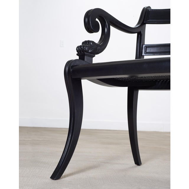 Set of Four Ralph Lauren Style Regency Caned Dining Armchairs For Sale - Image 17 of 18