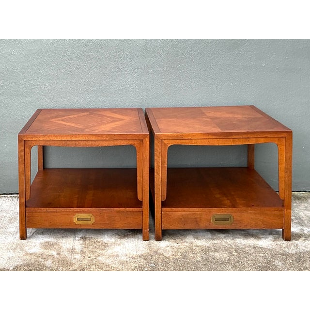 Vintage Baker Milling Road Campaign Side Tables - A Pair For Sale - Image 11 of 12