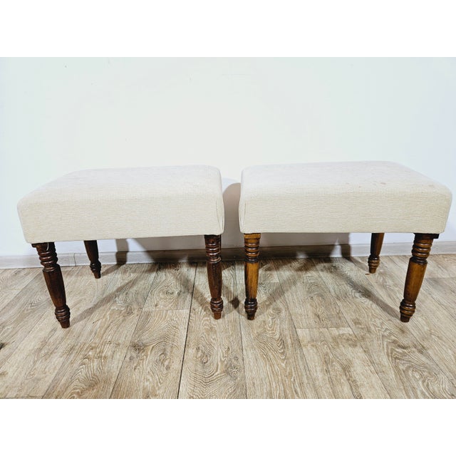 Wood English Poufs, 1800s, Set of 2 For Sale - Image 7 of 12