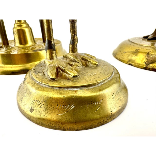 Vintage Mid Century Tall 19-Inch Brass Crane Sculptures, Set of 3 For Sale - Image 4 of 12