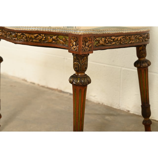 Karges Style French Regency Louis XVI Carved Mahogany and Gold Gilt Dining Chairs, Set of Four For Sale - Image 9 of 12