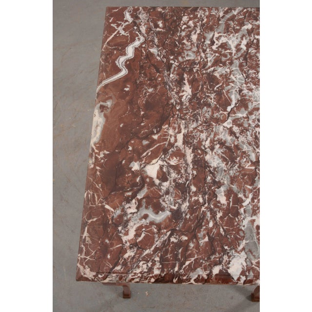 Brown French 19th Century Birch Writing Table With Red Marble Top For Sale - Image 8 of 11