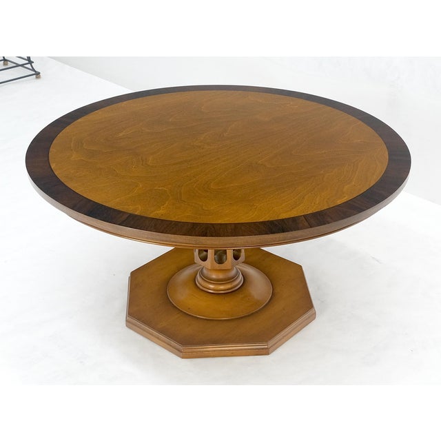 Very Fine Mid Century Modern 36" Round Rosewood Banded Top Coffee Table MINT For Sale - Image 13 of 13