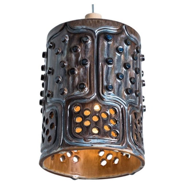 Danush Cylinder Brown Ceramic Pendant, 1970 For Sale - Image 16 of 16