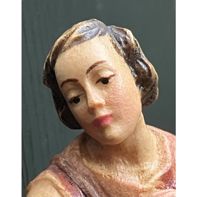 Vintage Staffler Italian Hand-Painted Wooden Nativity Set, 7-Piece Christmas Figurines For Sale - Image 4 of 12