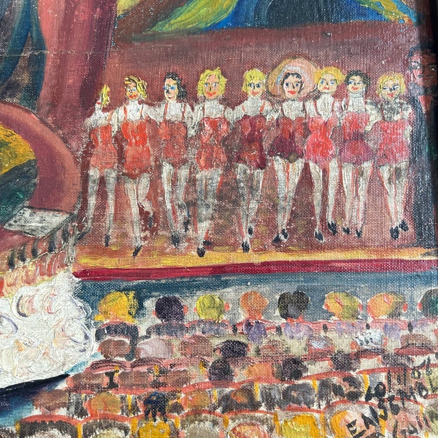 1950’s Original Folk / Outsider Art Chorus Line Painting For Sale - Image 4 of 6