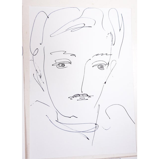 Vintage Quick Portrait Sketches Drawings - Set of 6 For Sale In Seattle - Image 6 of 7