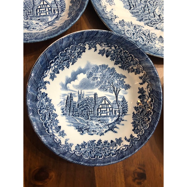 1990s Churchill China “The Brook Blue” Dinnerware Set of 12 Chairish