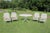 The latest addition to my collection of wrought iron patio furniture is this vintage table and four armchairs with dogwood...