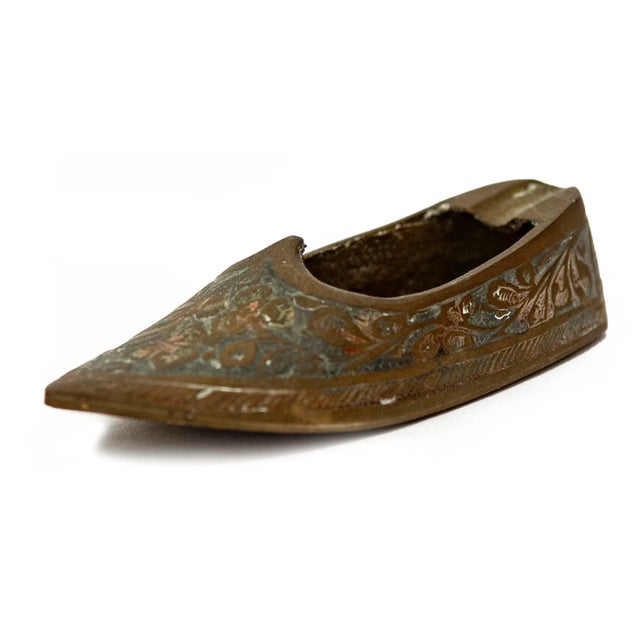 Metal Mid 20th Century Petite Indian Brass Shoe Ashtray For Sale - Image 7 of 10