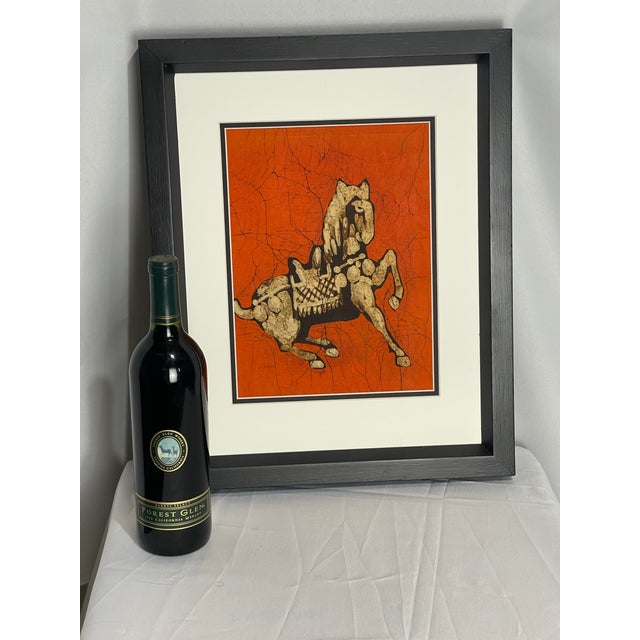 Vintage Tang-style horse batik featuring rich, crisp color and expressive detailing. Presented in a newly matted and newly...