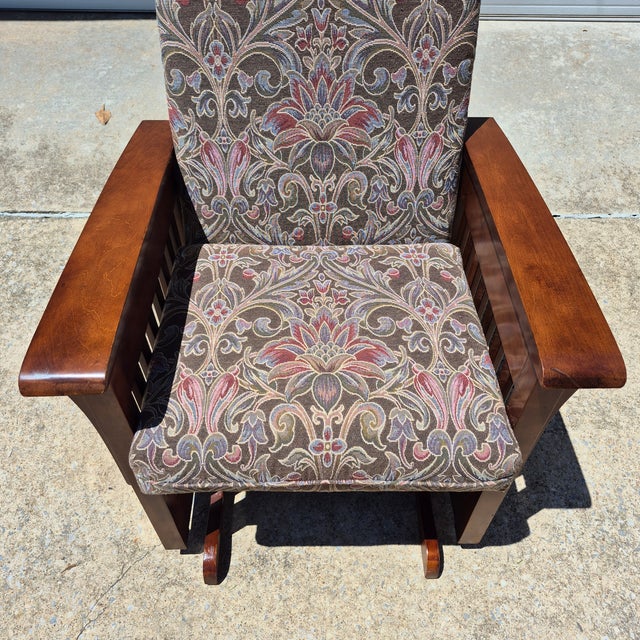 2001 Ethan Allen Mission Craftsman Style Cherry Wood Gliding Arm Chair Rocker Glider For Sale In Washington DC - Image 6 of 18