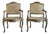 Antique Carved French Walnut Cane Arm Chairs ~ a Pair For Sale
