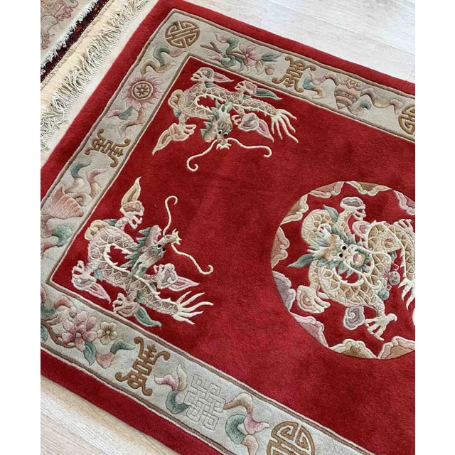 1960s Handmade Vintage Art Deco Chinese Rug 4.1' X 6.3' For Sale - Image 4 of 8