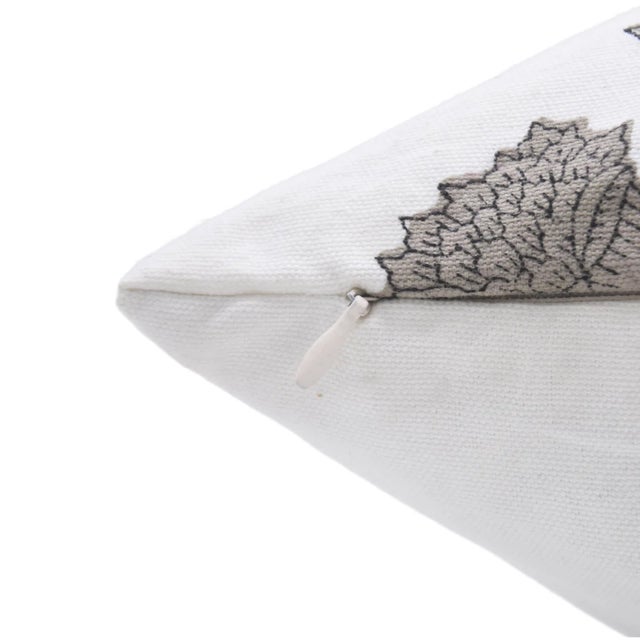 Art Deco Fabdivine Artisan Block Print Throw Pillow Cover 14x14 Inch Thick Cotton White-Badshah For Sale - Image 3 of 4
