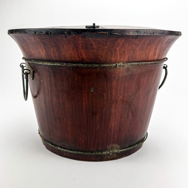 Antique Chinese Wood Covered Rice Bucket For Sale In Portland, ME - Image 6 of 12